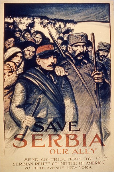 「Save Serbia Our Ally」、ポスター、1915 作： Théophile Alexandre Steinlen