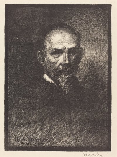 スタインレンの自画像、正面から、頭をまっすぐに、1905 年。 作： Théophile Alexandre Steinlen