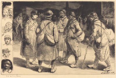 休暇中の兵士 - 夜景休暇 - 夜の効果、1916年。 作： Théophile Alexandre Steinlen