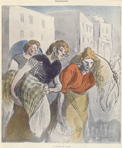 19世紀後半にウォッシュハウスから戻ってきた洗濯婦 作： Théophile Alexandre Steinlen