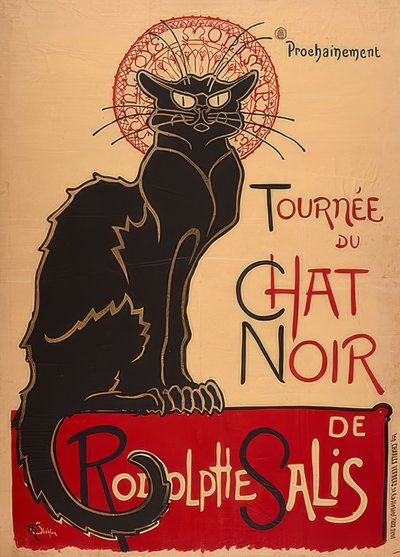 Rodolphe SalisのChat Noirツアー（1. Fassung）。フランクライヒ1896年、シャルルヴェルノー、パリ 作： Théophile Alexandre Steinlen