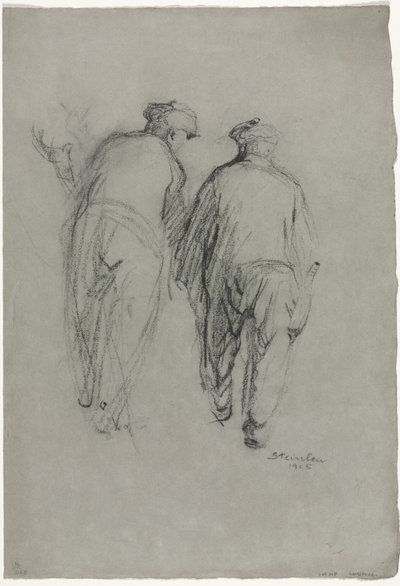 働く二人の男、後姿 作： Théophile Alexandre Steinlen