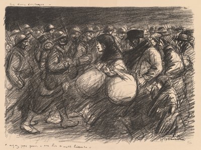 戦争スケッチ：二つの行進（Sketches de guerre: Les deux cortèges - "Ayez pas peur - on les a - et bien!） 作： Théophile Alexandre Steinlen