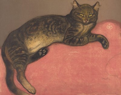 冬: クッションの上の猫 L
