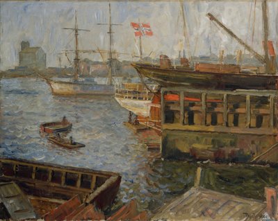 ナイランド、オスロ港から（キャンバスに油彩） 作： Thorolf Holmboe