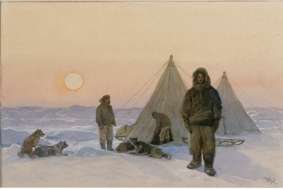極地探検隊（紙に水彩） 作： Thorolf Holmboe
