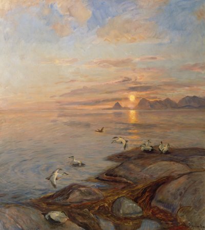 真夜中の海鳥（キャンバスに油彩） 作： Thorolf Holmboe