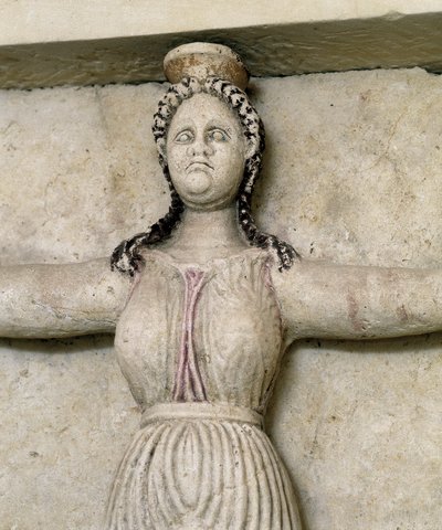 トラキア人のスベシュタリの墓、アトラスの女性像の細部、紀元前3世紀（石像 作： Thracian Thracian