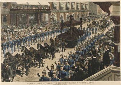 General Grants Funeral-パブ、ハーパーズウィークリーのフィフスアベニューを通過する行列。 1885 作： Thure de Thulstrup
