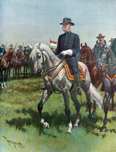 陸軍を率いるネルソン・A・マイルス少将 作： Thure de Thulstrup