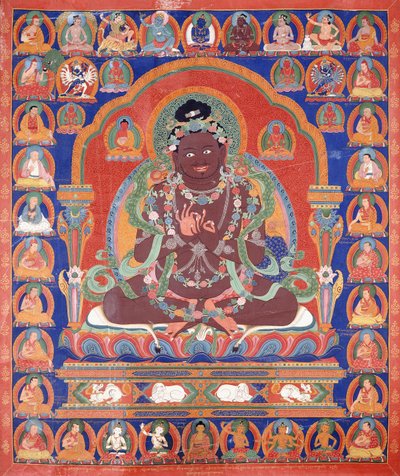 Mahasiddha Bir Va Paを描いたタンカー、c。 1600 作： Tibetan School