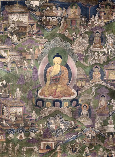 仏のタンカ（キャンバスにガッシュ） 作： Tibetan School