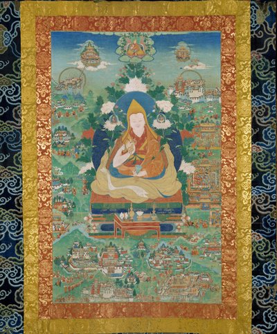 ガワン ロブサン ギャツォ 1617-1682、ダライ ラマ 5 世、18 世紀。 作： Tibetan culture.