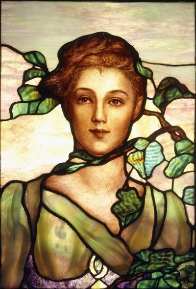鉛ガラス縦窓、1900年頃 作： Tiffany Studios