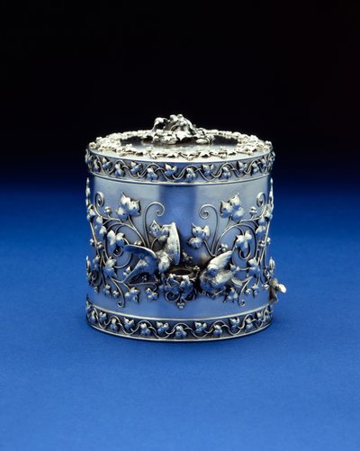 ティファニーの円筒形ボックス 1870～185年頃（銀製 作： Tiffany and Company