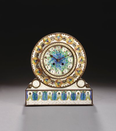 ファブリルモザイクのマントルクロック（ガラス＆ブロンズ 作： Tiffany and Company