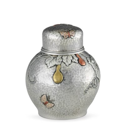ティーキャディー、1880年頃（銀と混合金属）（703373も参照） 作： Tiffany and Company