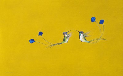 ハチドリ（紙に水差しとガッシュ） 作： Tim Hayward