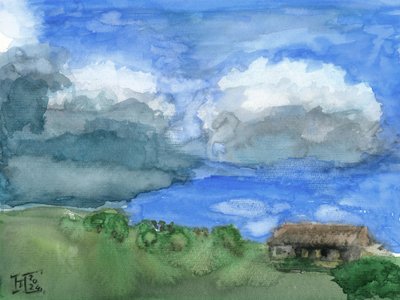嵐の雲に覆われた家 作： Tim Hoinkis