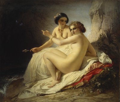1859年の洞窟の2人の女の子 作： Timofei Andreyevich Neff