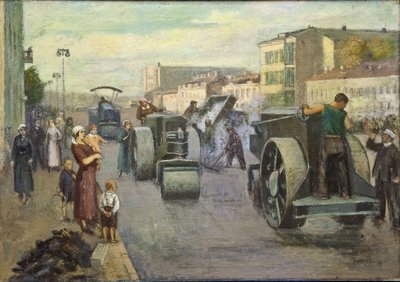 モスクワ パー プストヴァロフの再建、ティモフェイ エルミロヴィチ (1891-1944)。 キャンバスに油彩、サイズ：82x115 作： Timofei Ermilovich Pustovalov