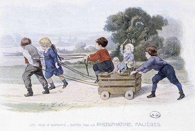 子供の遊び：馬とヒッチ - デス.ド・ロブリション、ホスファティンファリエール編、v.1920 作： Timoleon Marie Lobrichon