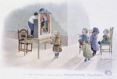 子供の遊び：人形（ギニョール？） - dess. de Lobrichon, ed. by Phosphatine Falieres, v.1920 作： Timoleon Marie Lobrichon