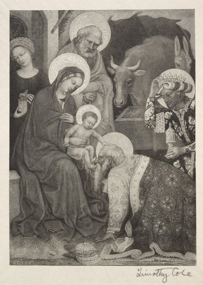 古いイタリアの巨匠：賢者の崇拝、1887。 作： Timothy Cole