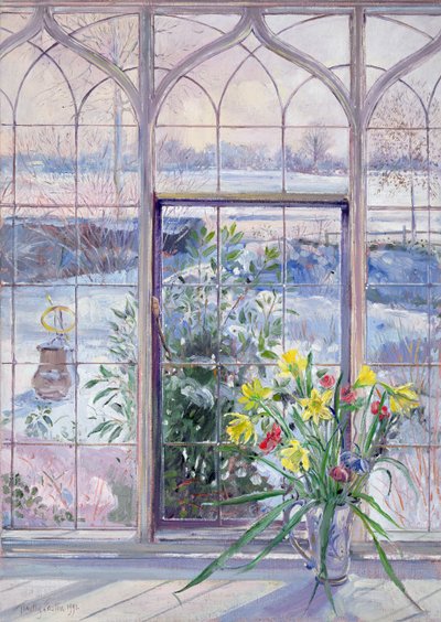 雪の中の水仙と日時計 作： Timothy Easton