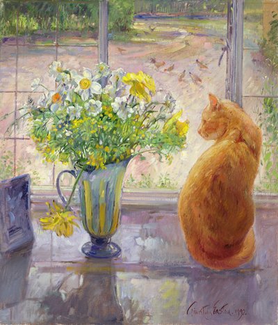 春の花の縞模様の水差し、1992 作： Timothy Easton