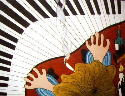 ピアノマン、2001年、油彩・キャンバス 作： Timothy Nathan Joel