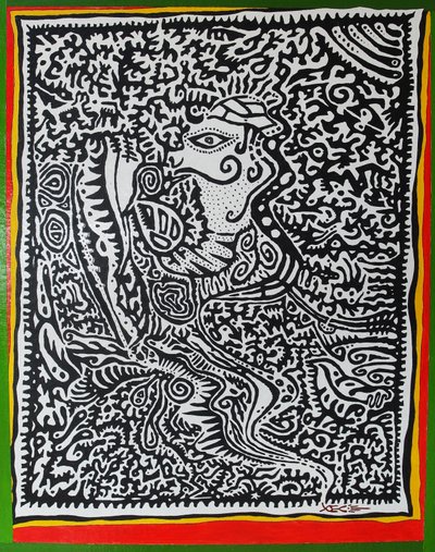 Spirit Genie, 2011, 木に油絵 作： Timothy Nathan Joel