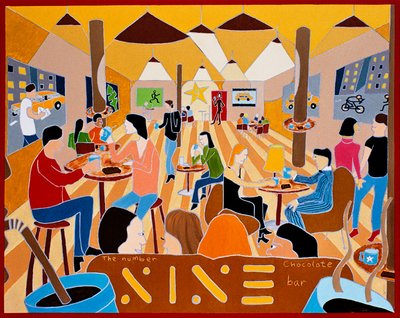 The number nine chocolate bar, 2009, 油彩・キャンバス 作： Timothy Nathan Joel