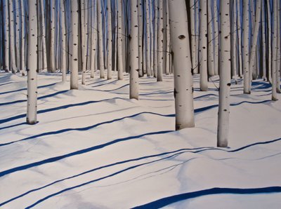雪に覆われた森、2017年（キャンバスにアクリル画） 作： Tina Palmer