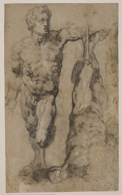 男性像の彫刻の2つの習作 作： Tintoretto