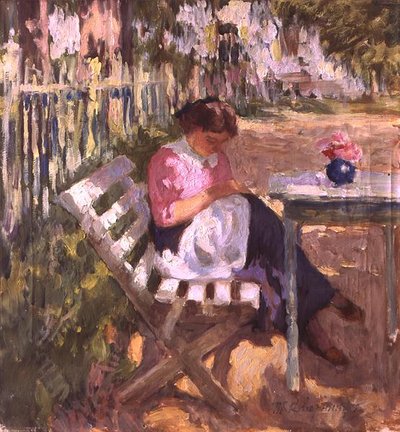 At the Dacha（油彩・キャンバス） 作： Tit Yakovlevich Dvornikov