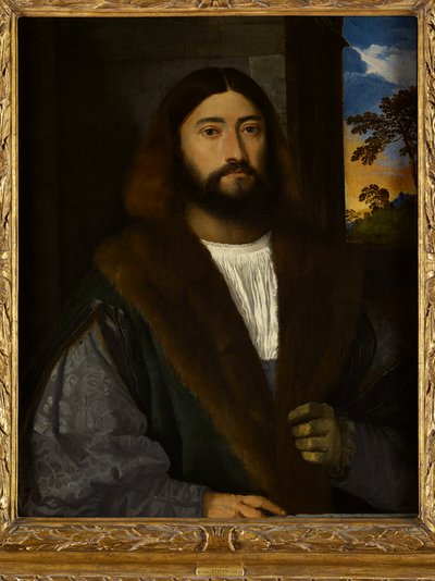 髭を生やした男の肖像（キャンバスに油彩） 作： Titian (c.1488-1576) (attr. to)