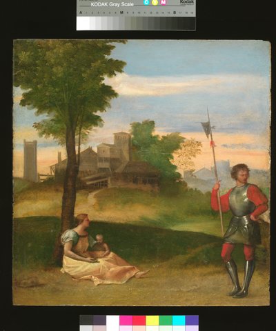 イディル：木立の中の母とハルバディヤー、1505-10年頃、油彩、パネル 作： Titian (c.1488 1576) (attr. to)