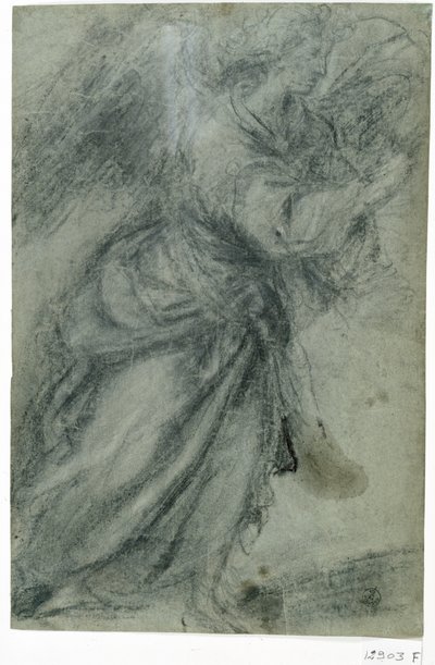 受胎告知の天使（紙にチョーク） 作： Titian (c.1488 1576)