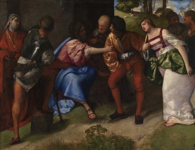 キリストと姦婦 1508-10年頃 油彩・カンヴァス 作： Titian (c.1488 1576)