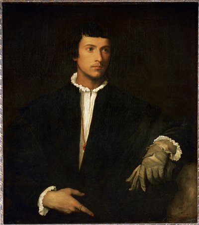 手袋をはめた男... 作： Titian (c.1488-1576)