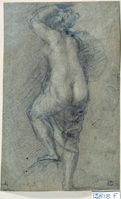 ヌード・ウーマン（紙にチョーク） 作： Titian (c.1488 1576)