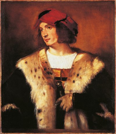 毛皮を着た若い男性の肖像 作： Titian (c.1488 1576)