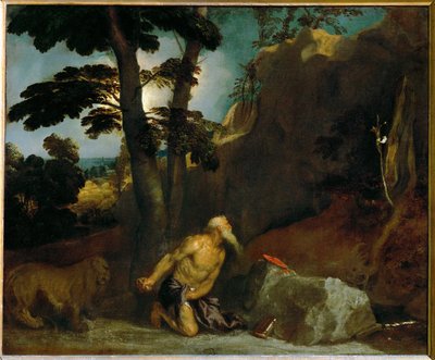 聖ジェローム、おそらくイザベッラ・デステの注文による絵画... 作： Titian (c.1488-1576)