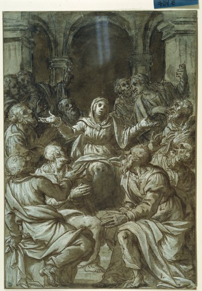 サント・スピリトの使徒たちと聖母マリア ( 作： Titian (c.1488 1576)