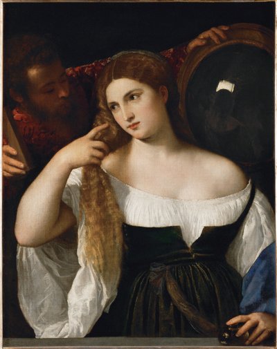 鏡を持つ女性 作： Titian (c.1488-1576)