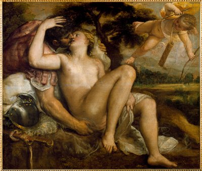 ヴィーナス、マーズ、アムール（油彩・キャンバス 作： Titian (c.1488 1576) (workshop)