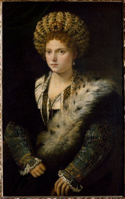 マントゥア侯爵夫人イザベラ・デステの肖像 作： Tiziano Vecelli