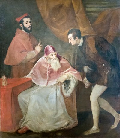 ローマ法王パウロ 3 世と甥の肖像 作： Titian (c.1488 1576)