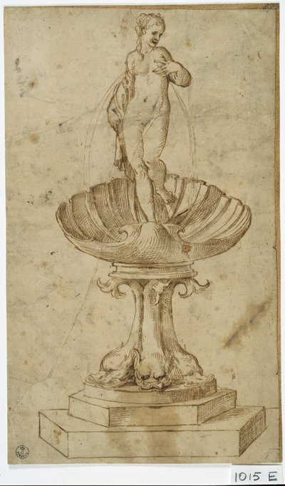 泉のための習作（紙にペン・インク） 作： Titian (c.1488 1576)